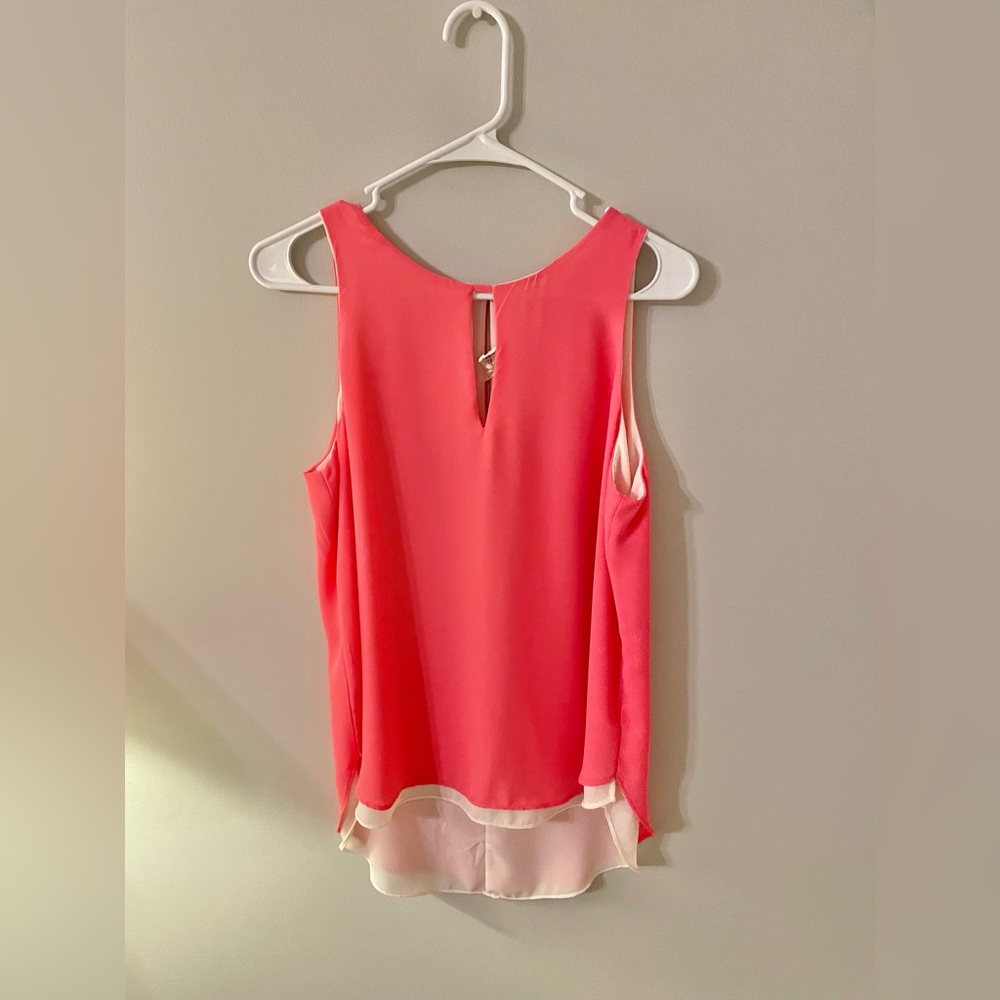Maurice’s Pink Tunic Tank with Chiffon overlay and White Underlay - Size M